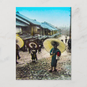 TAKAGI Glass Magic Lantern Slide School Children Postcard