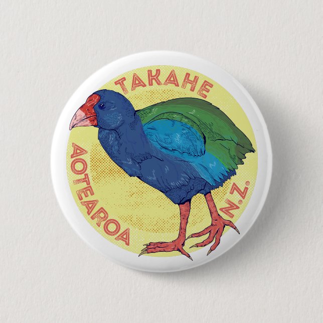 Takahe NZ bird 6 Cm Round Badge (Front)