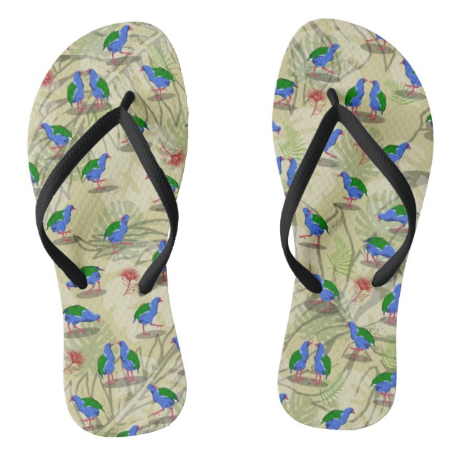 Takahe NZ bird pattern Thongs (Footbed)