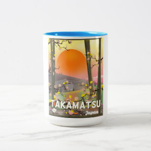 Takamatsu japan travel poster Two-Tone coffee mug