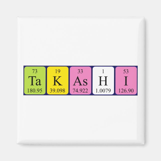 Takashi periodic table name magnet (Front)