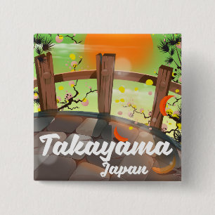 Takayama Japanese blossom poster. 15 Cm Square Badge