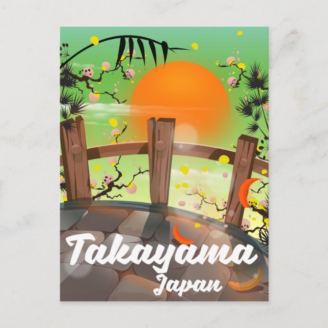 Takayama Japanese blossom poster. Postcard (Front)