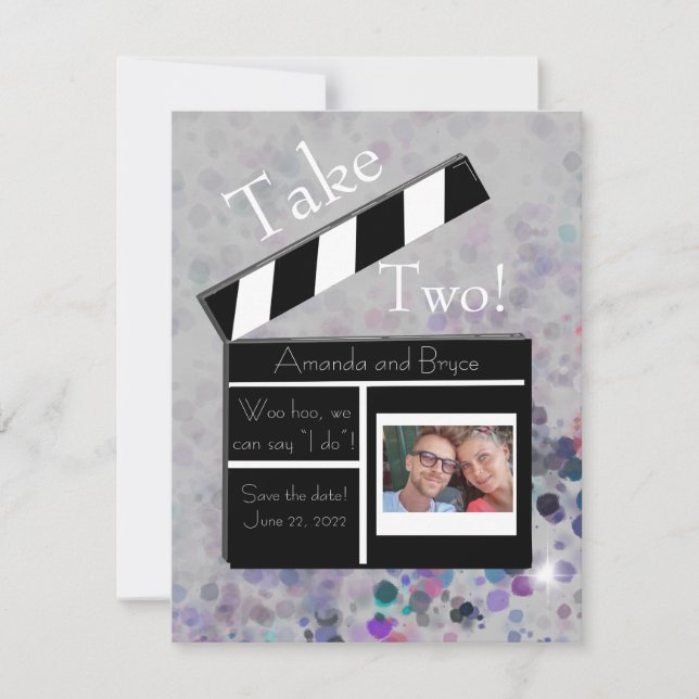 Take 2 save the date glitter and star (Front)
