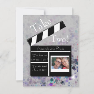 Take 2 save the date glitter and star