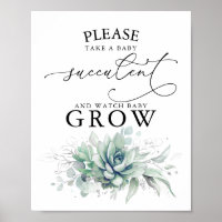 Take A Baby Succulent - Greenery Baby Shower Sign