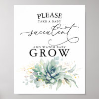 Take A Baby Succulent - Greenery Baby Shower Sign