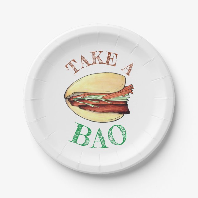 TAKE A BAO Pork Belly Bun Celebration Congrats Paper Plate (Front)