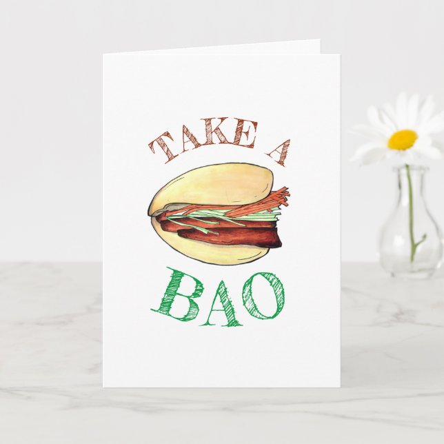 TAKE A BAO Pork Belly Bun Chinese Taiwanese Food Card (Small Plant)