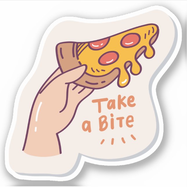 Take a bite pizza fun Custom-Cut Vinyl Sticker (Front)