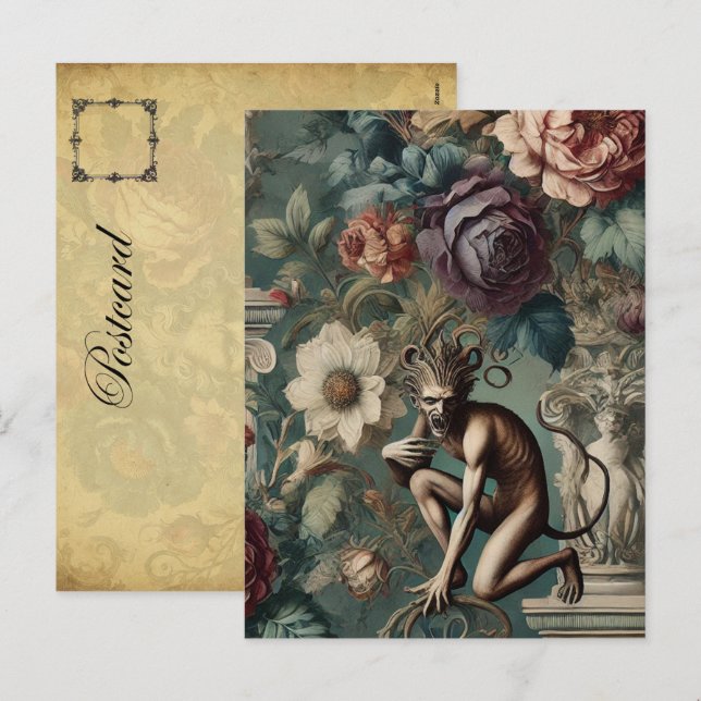 Take a Bow – Gothic Floral Design Holiday Postcard (Front/Back)