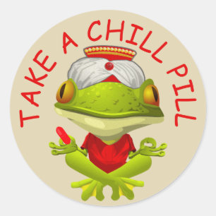 Take a Chill Pill Frog Yogi Classic Round Sticker
