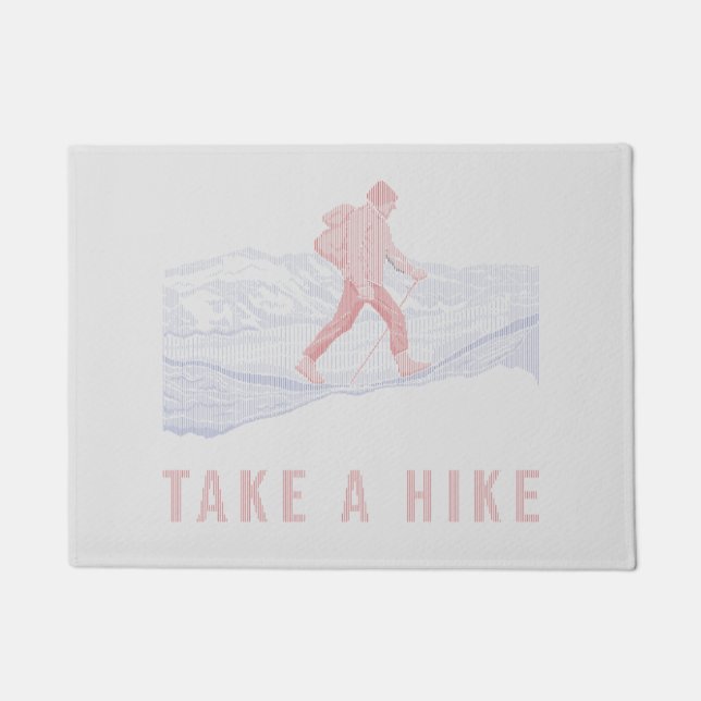 Take a Hike Blue and Red Doormat (Front)