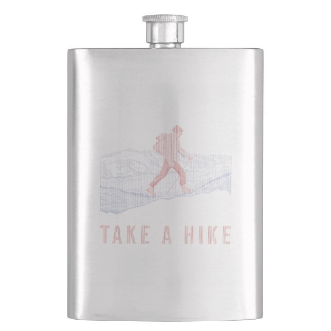 Take a Hike Blue and Red   Hip Flask (Front)