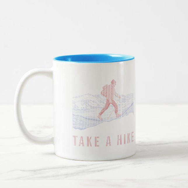 Take a Hike Blue and Red  Two-Tone Coffee Mug (Left)