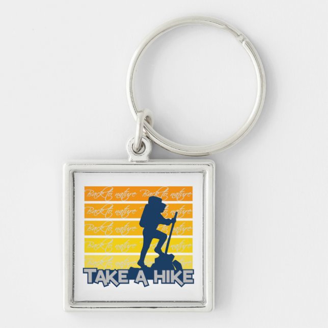 Take a hike key chain, customisable ring (Front)