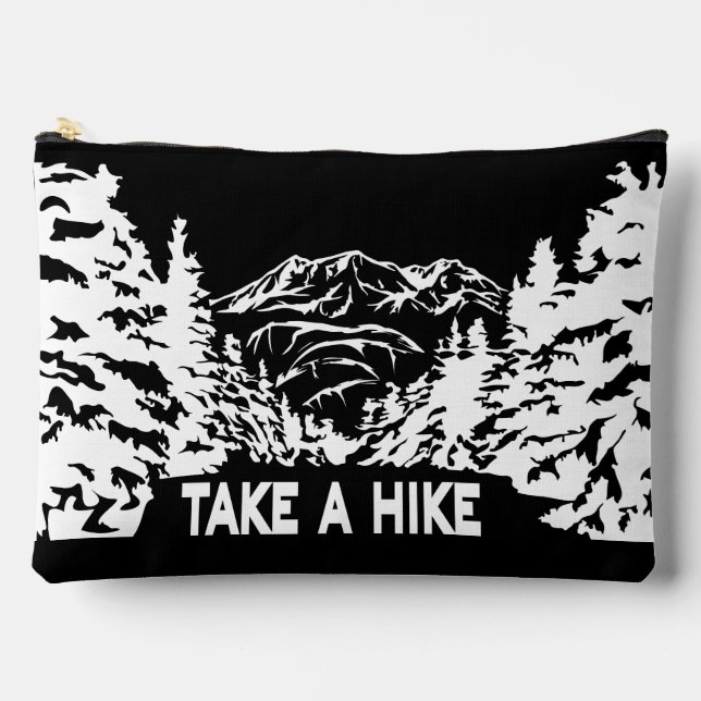 Take a Hike quote monochrome mountain landscape Accessory Pouch (Front)