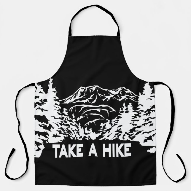 Take a Hike quote monochrome mountain landscape Apron (Front)