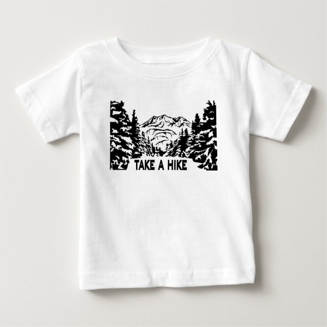 Take a Hike quote monochrome mountain landscape Baby T-Shirt (Front)