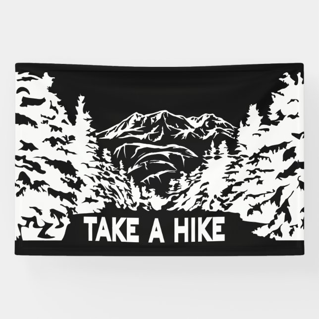 Take a Hike quote monochrome mountain landscape Banner (Horizontal)