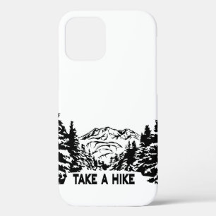 Take a Hike quote monochrome mountain landscape iPhone 12 Case