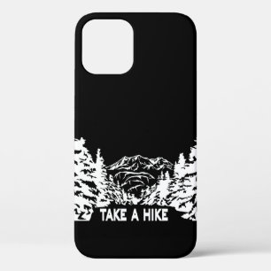 Take a Hike quote monochrome mountain landscape iPhone 12 Case