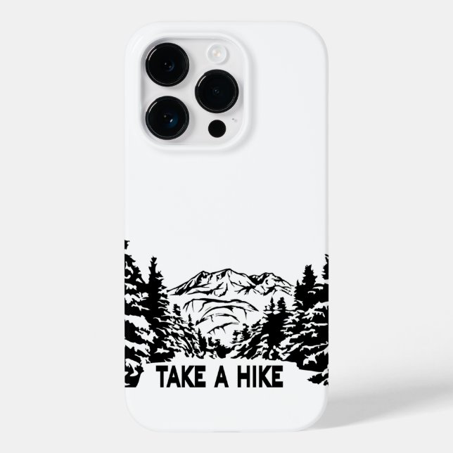 Take a Hike quote monochrome mountain landscape Case-Mate iPhone Case (Back)
