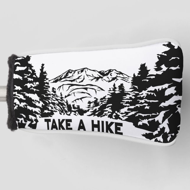 Take a Hike quote monochrome mountain landscape Golf Head Cover (Front)