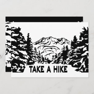 Take a Hike quote monochrome mountain landscape Holiday Card