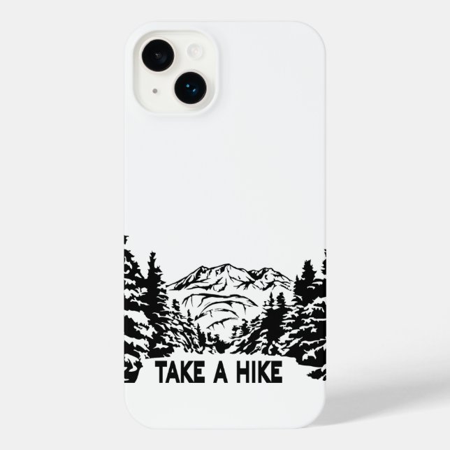 Take a Hike quote monochrome mountain landscape iPhone Case (Back)