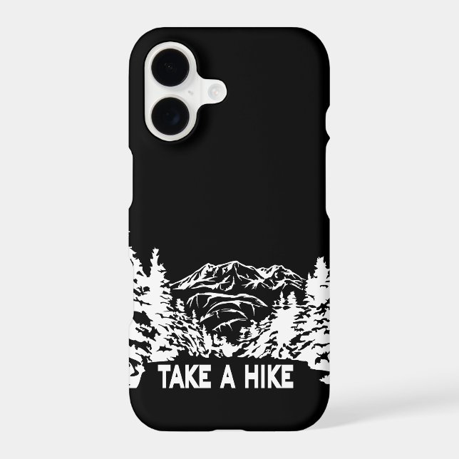 Take a Hike quote monochrome mountain landscape iPhone Case (Back)