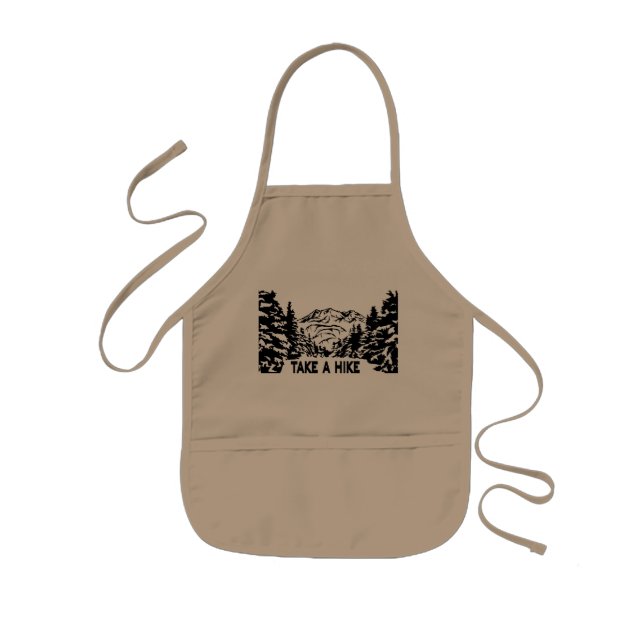 Take a Hike quote monochrome mountain landscape Kids Apron (Front)