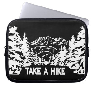 Take a Hike quote monochrome mountain landscape Laptop Sleeve