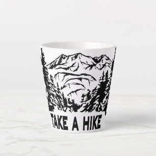 Take a Hike quote monochrome mountain landscape Latte Mug
