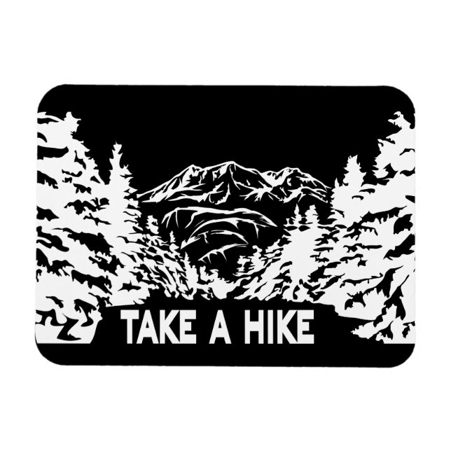 Take a Hike quote monochrome mountain landscape Magnet (Horizontal)