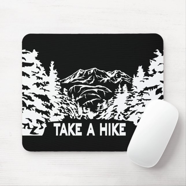 Take a Hike quote monochrome mountain landscape Mouse Pad (With Mouse)