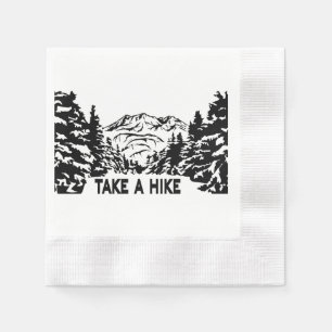 Take a Hike quote monochrome mountain landscape Napkin