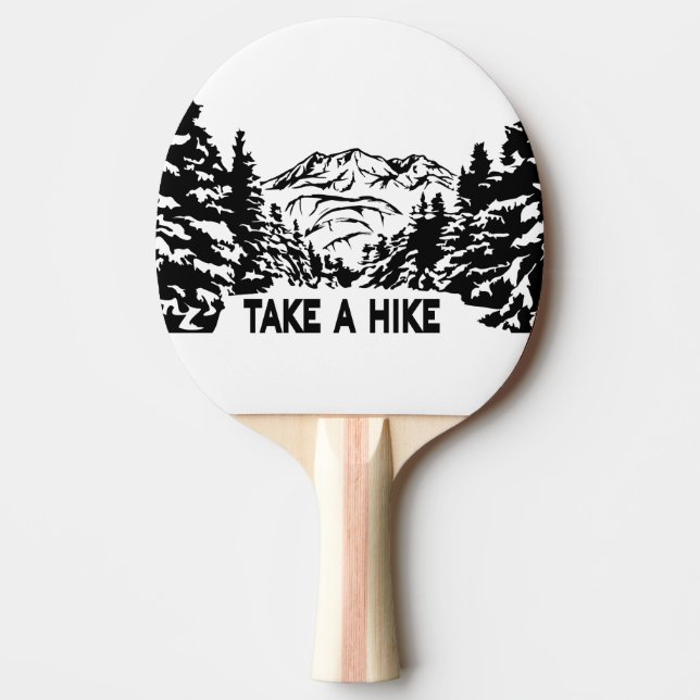 Take a Hike quote monochrome mountain landscape Ping Pong Paddle (Front)