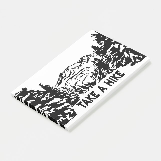 Take a Hike quote monochrome mountain landscape Post-it Notes (Angled)