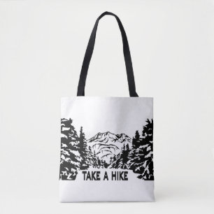 Take a Hike quote monochrome mountain landscape Tote Bag