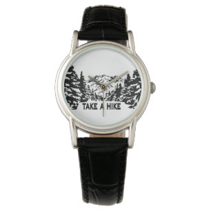 Take a Hike quote monochrome mountain landscape Watch
