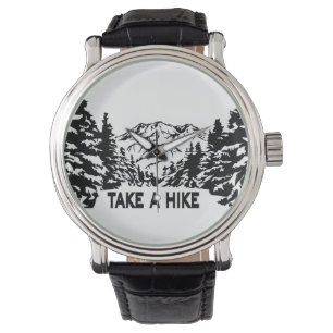 Take a Hike quote monochrome mountain landscape Watch