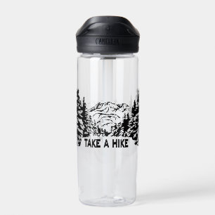 Take a Hike quote monochrome mountain landscape Water Bottle