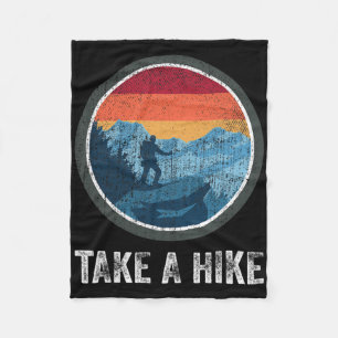 Take A Hike Retro Hiker Outdoors Trekking Nature H Fleece Blanket