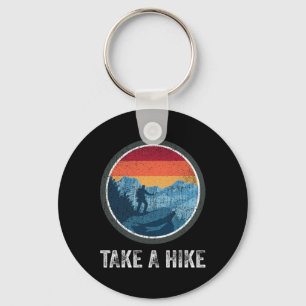 Take A Hike Retro Hiker Outdoors Trekking Nature H Key Ring