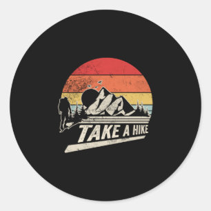 Take a hike retro vintage mountain hiking graphic classic round sticker