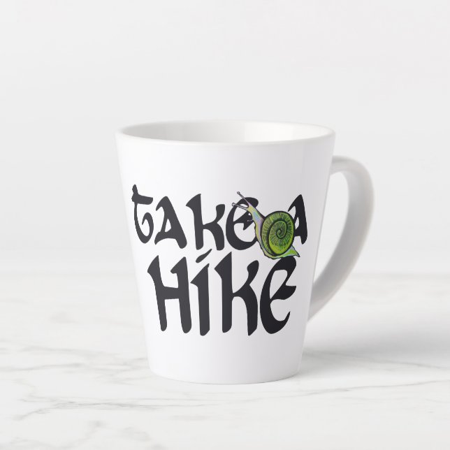 Take a Hike Snail funny snails hiking art          Latte Mug (Right Angle)