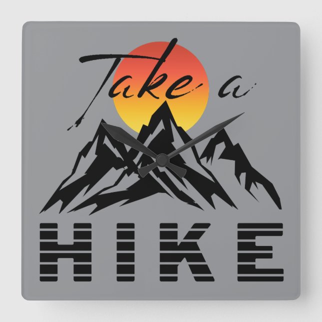 Take A Hike Square Wall Clock (Front)