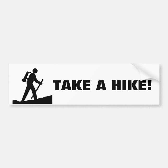 Take A Hike Stick Figure Cartoon Bumper Sticker (Front)