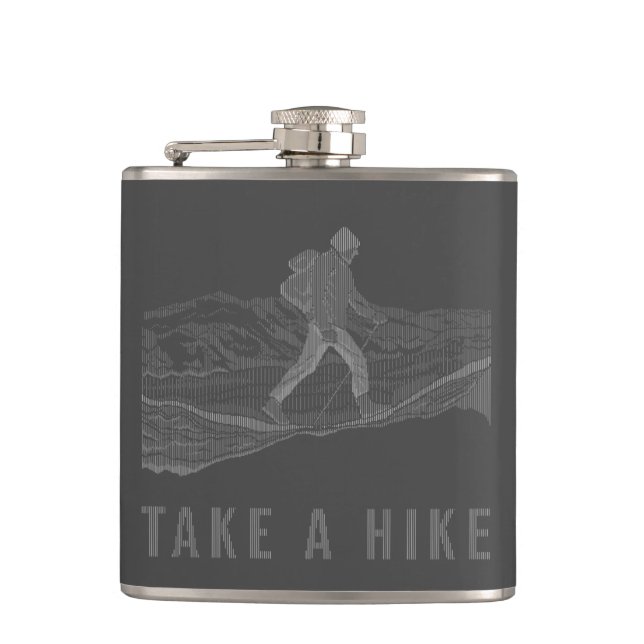 Take a Hike White Hip Flask (Front)